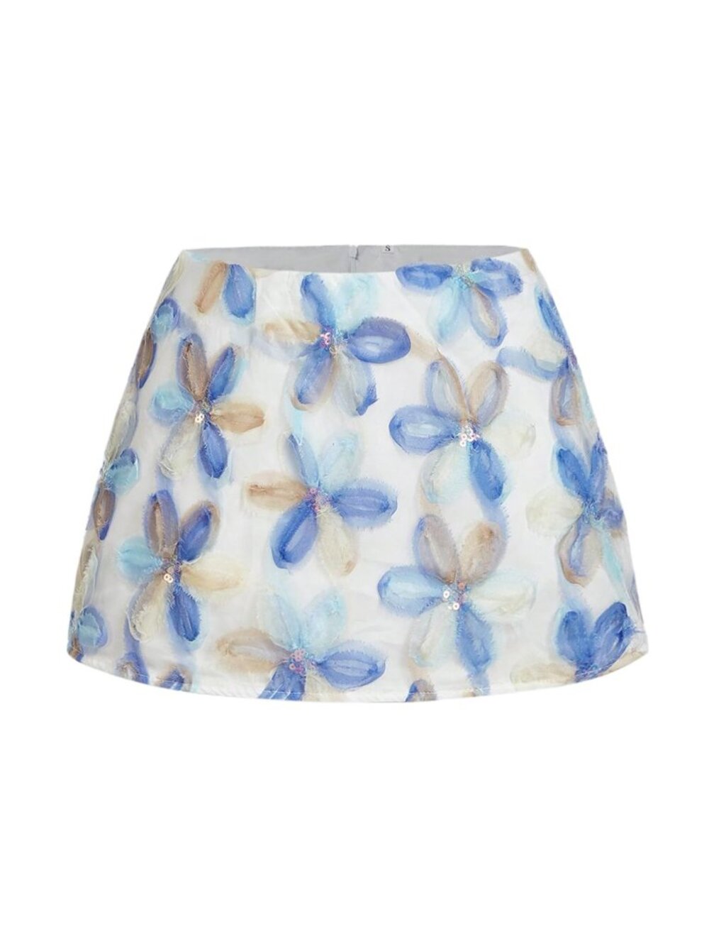 🌸 Wdirara Unity 3D Floral Sequin Mesh Mini Skirt NWT S